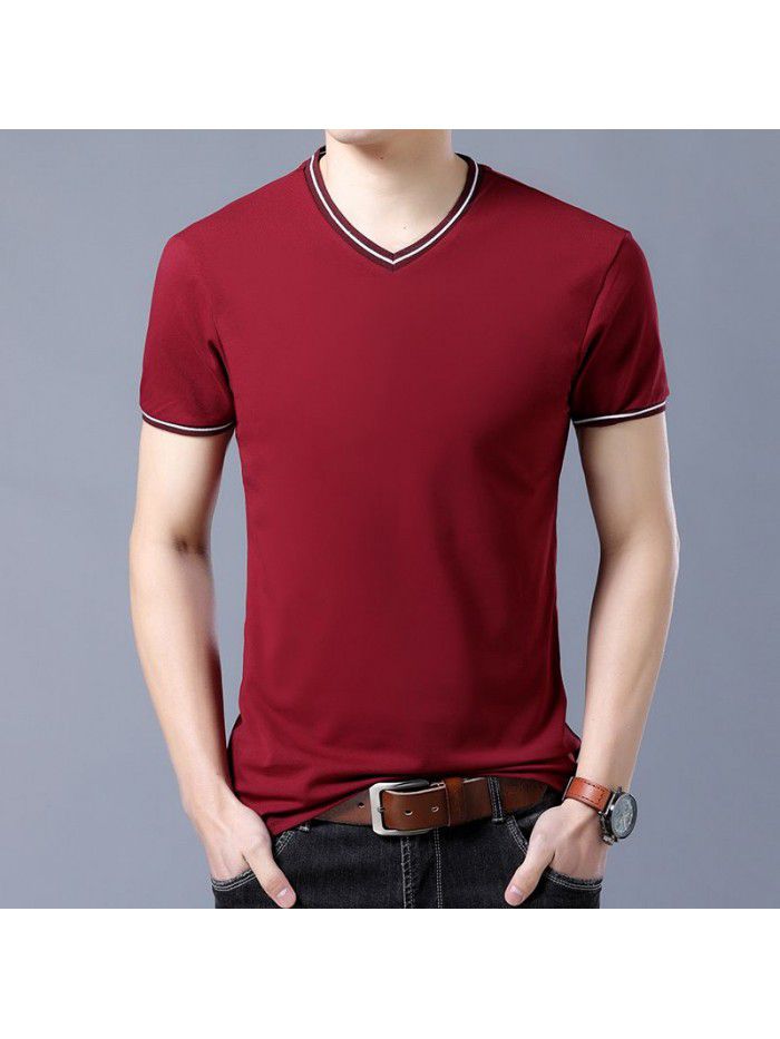 summer men's new men's short sleeve t-shirt men's V-neck T-shirt half sleeve T-shirt youth trend 