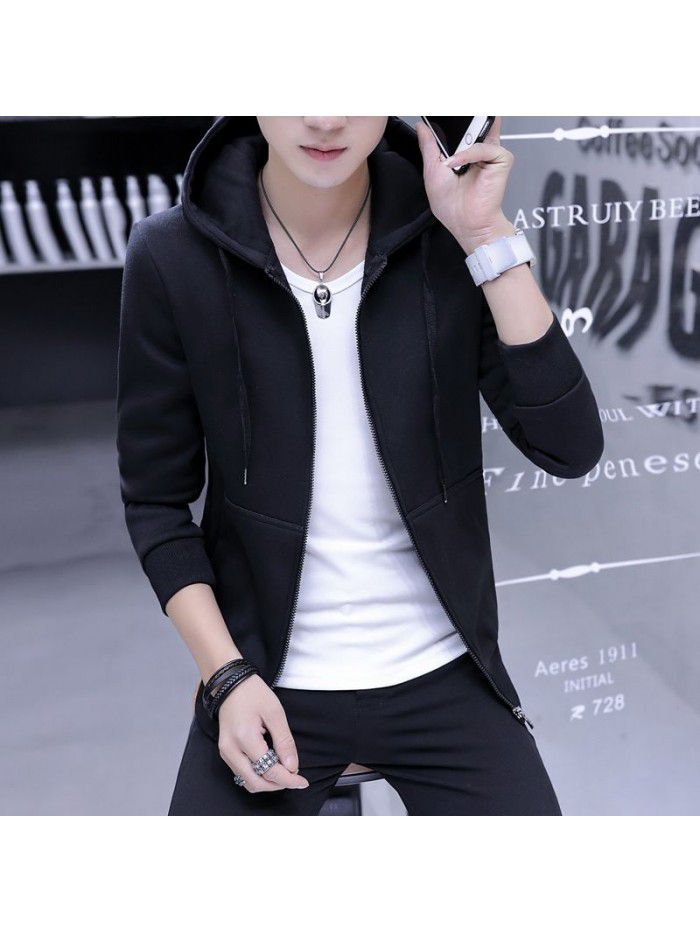 autumn bodyguard men's hooded cardigan Korean hip hop sports jacket Hong Kong style leisure top student 