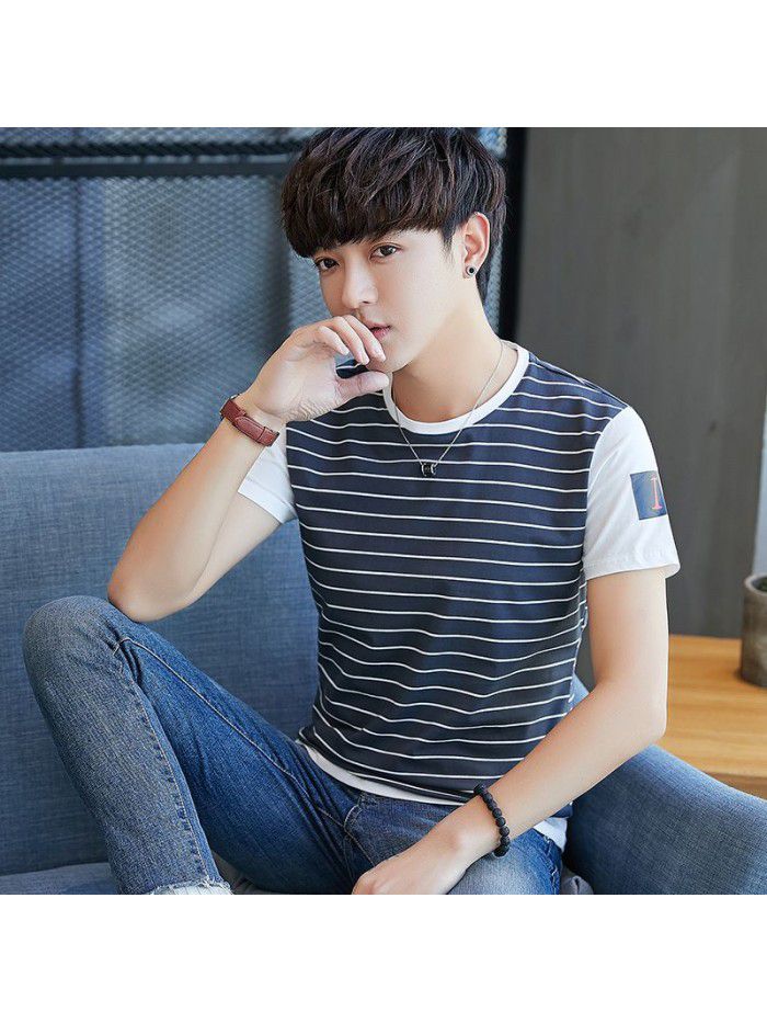 summer new cotton round neck short sleeve T-shirt fashion trend men's half sleeve T-shirt slim men's fashion 