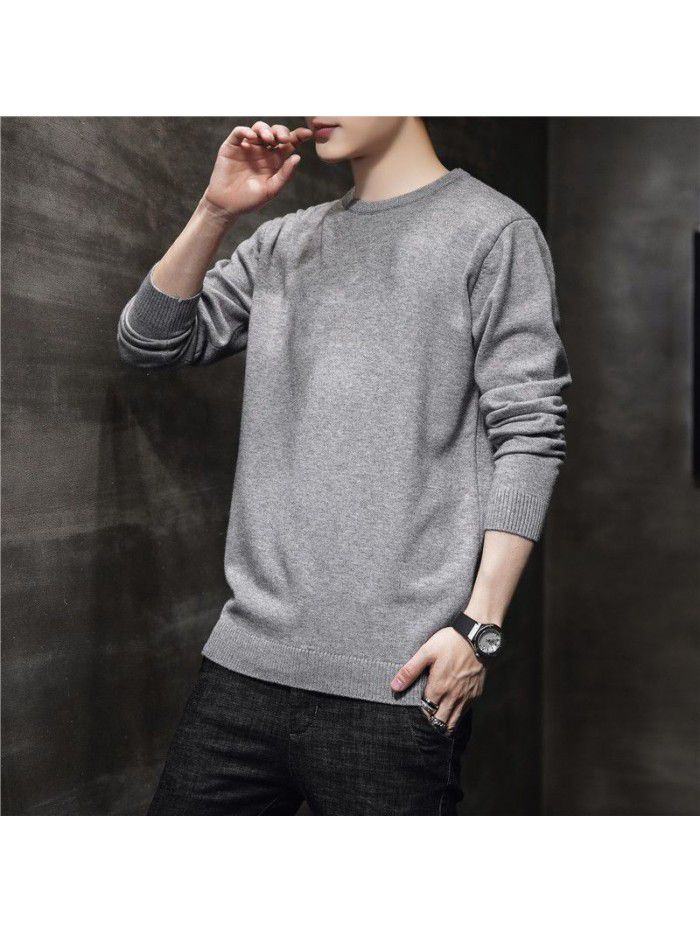 Autumn  new men's sweater Korean Trend slim fitting Pullover Sweater base coat men's young students 