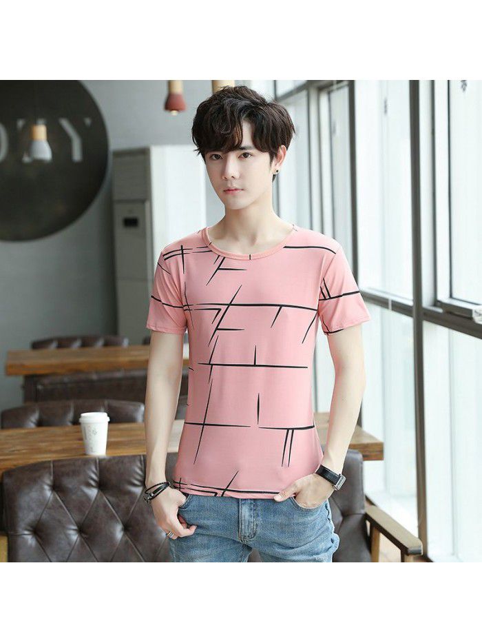 Summer new men's short sleeve T-shirt fashion casual crew neck Pullover half sleeve thin t-shirt men's top 