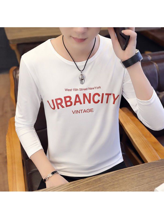 Daily special spring T-shirt Korean casual thin men's wear Pullover long sleeve youth fashion collar men's T-shirt 