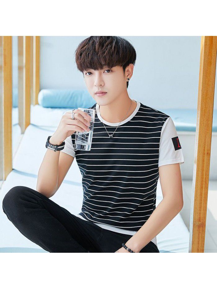 summer new cotton round neck short sleeve T-shirt fashion trend men's half sleeve T-shirt slim men's fashion 