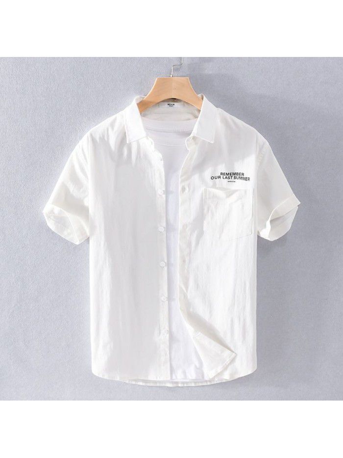 Summer new cotton men's shirt pure color leisure simple young men's cotton shirt small fresh 308 