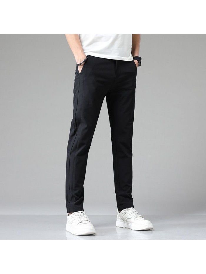 Summer thin stretch casual pants men's fashion brand Korean slim Leggings men's wear youth fashion long pants 