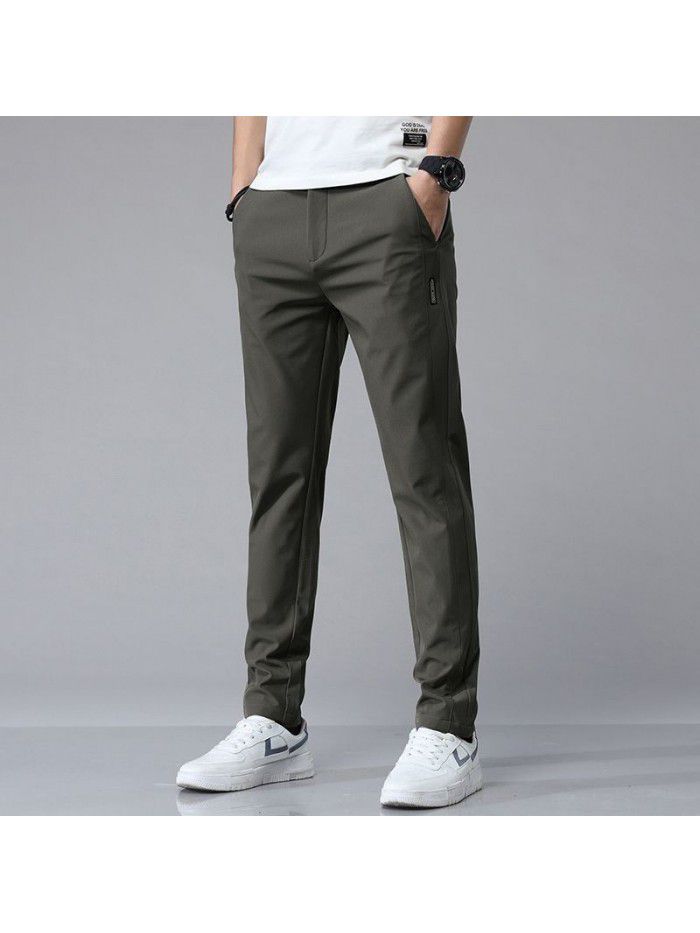 Summer thin stretch casual pants men's fashion brand Korean slim Leggings men's wear youth fashion long pants 