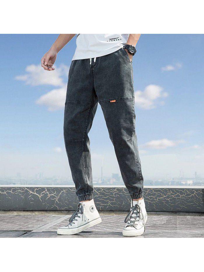 Stretch washed jeans men's fashion brand new Harlan pants in spring and summer men's trend casual loose legged pants 