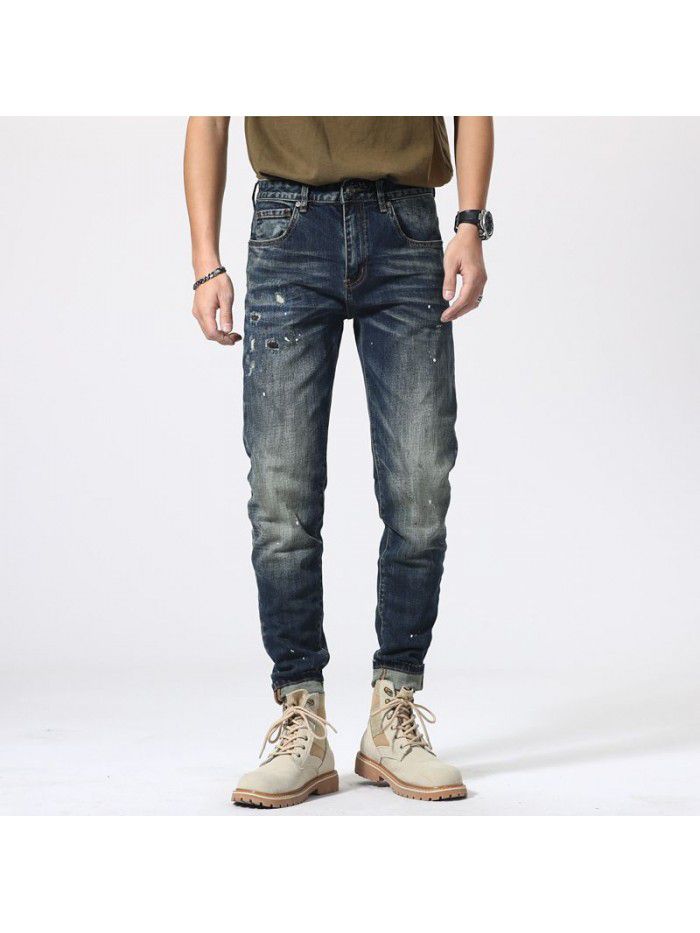 New jeans in spring and summer of  men's fashion brand Korean Leggings trend youth leisure slim stretch pants 