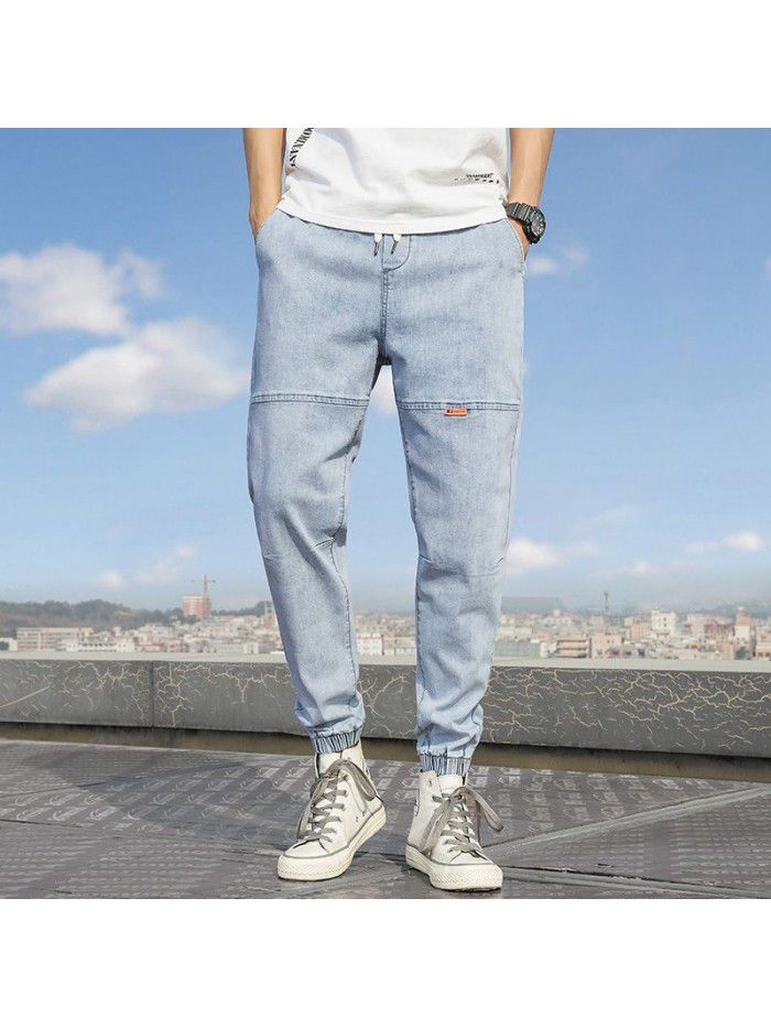 Stretch washed jeans men's fashion brand new Harlan pants in spring and summer men's trend casual loose legged pants 