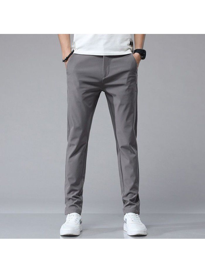 Summer thin stretch casual pants men's fashion brand Korean slim Leggings men's wear youth fashion long pants 