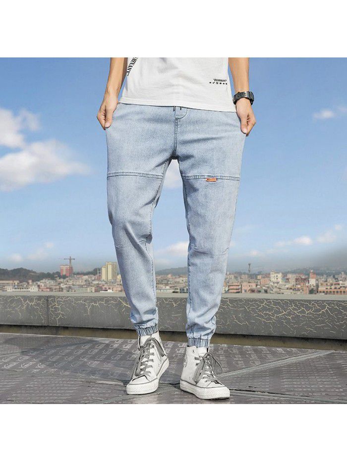 Stretch washed jeans men's fashion brand new Harlan pants in spring and summer men's trend casual loose legged pants 