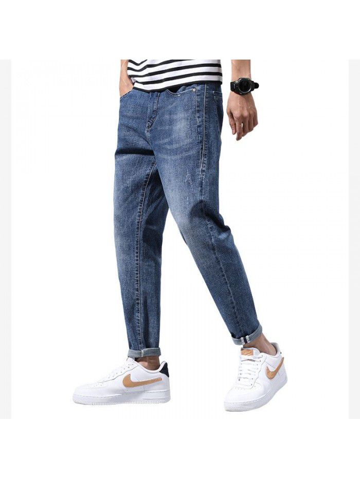 Stretch jeans men's  spring new loose straight pants men's fashion casual Harem Pants 