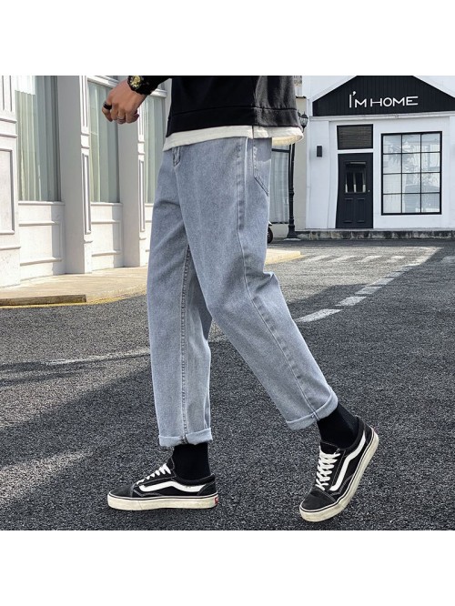Trendy brand washed jeans men's loose straigh...