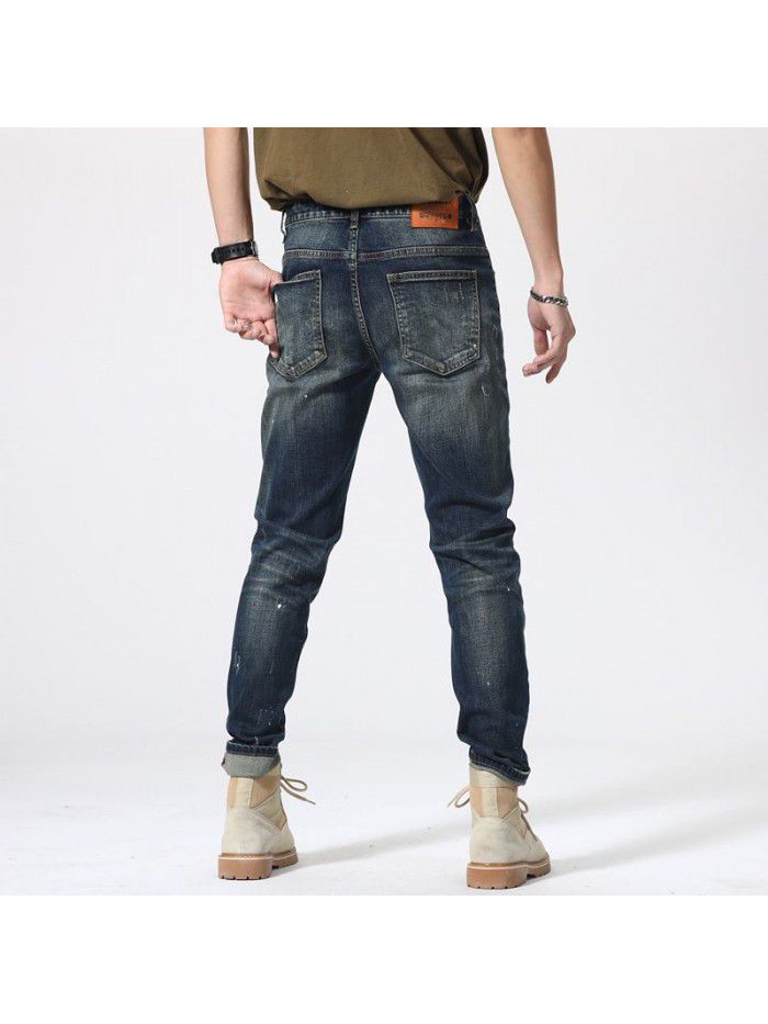 New jeans in spring and summer of  men's fashion brand Korean Leggings trend youth leisure slim stretch pants 