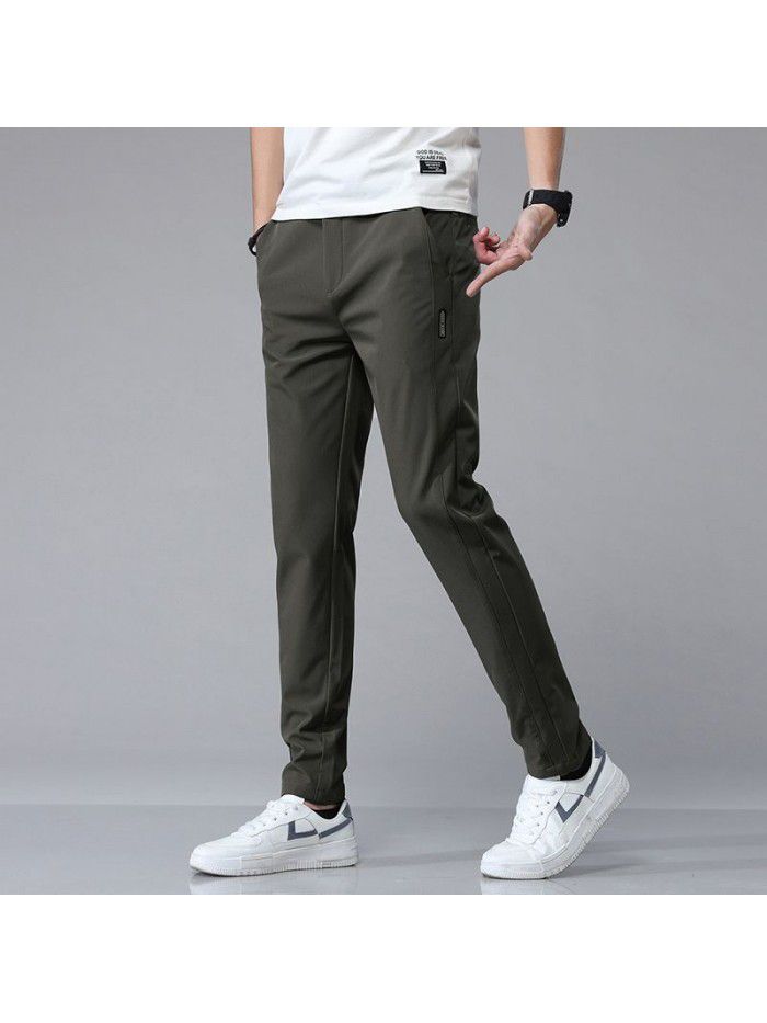 Summer thin stretch casual pants men's fashion brand Korean slim Leggings men's wear youth fashion long pants 