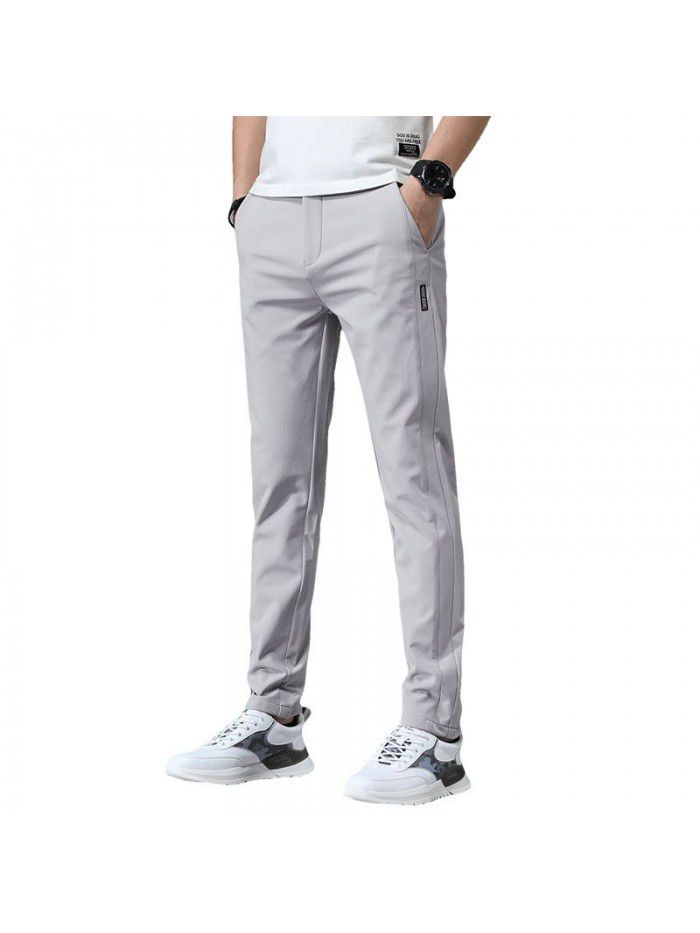 Summer thin stretch casual pants men's fashion brand Korean slim Leggings men's wear youth fashion long pants 