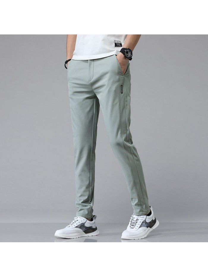 Summer thin stretch casual pants men's fashion brand Korean slim Leggings men's wear youth fashion long pants 