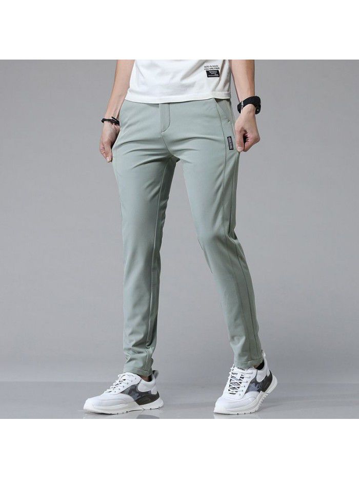 Summer thin stretch casual pants men's fashion brand Korean slim Leggings men's wear youth fashion long pants 