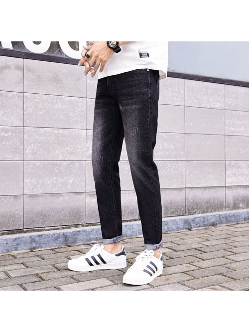 Trendy brand washed jeans men's Korean Slim s...