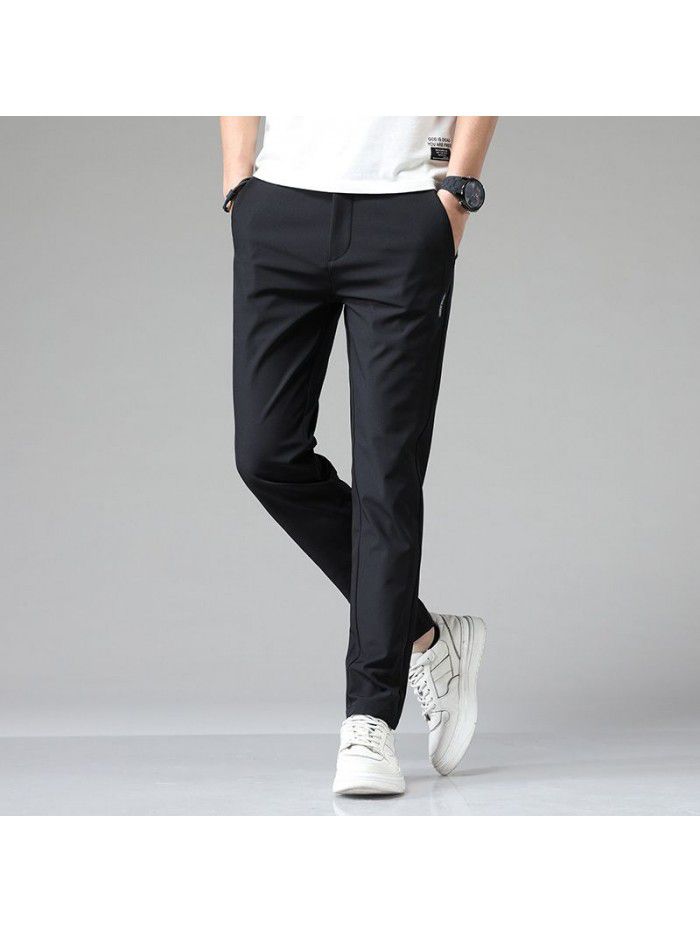 Summer thin stretch casual pants men's fashion brand Korean slim Leggings men's wear youth fashion long pants 