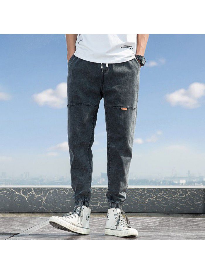 Stretch washed jeans men's fashion brand new Harlan pants in spring and summer men's trend casual loose legged pants 