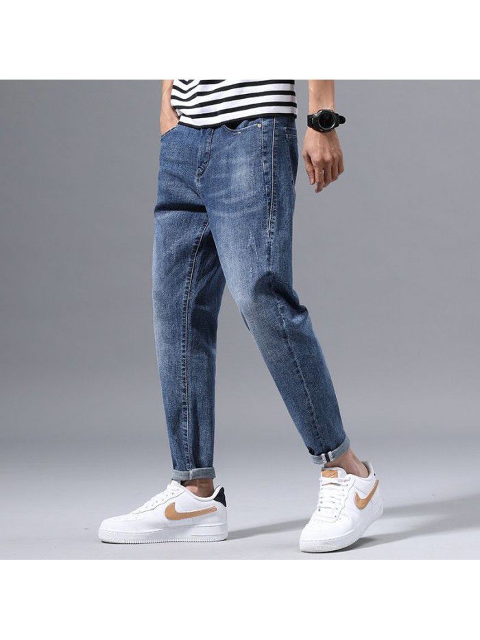 Stretch jeans men's  spring new loose straight pants men's fashion casual Harem Pants 