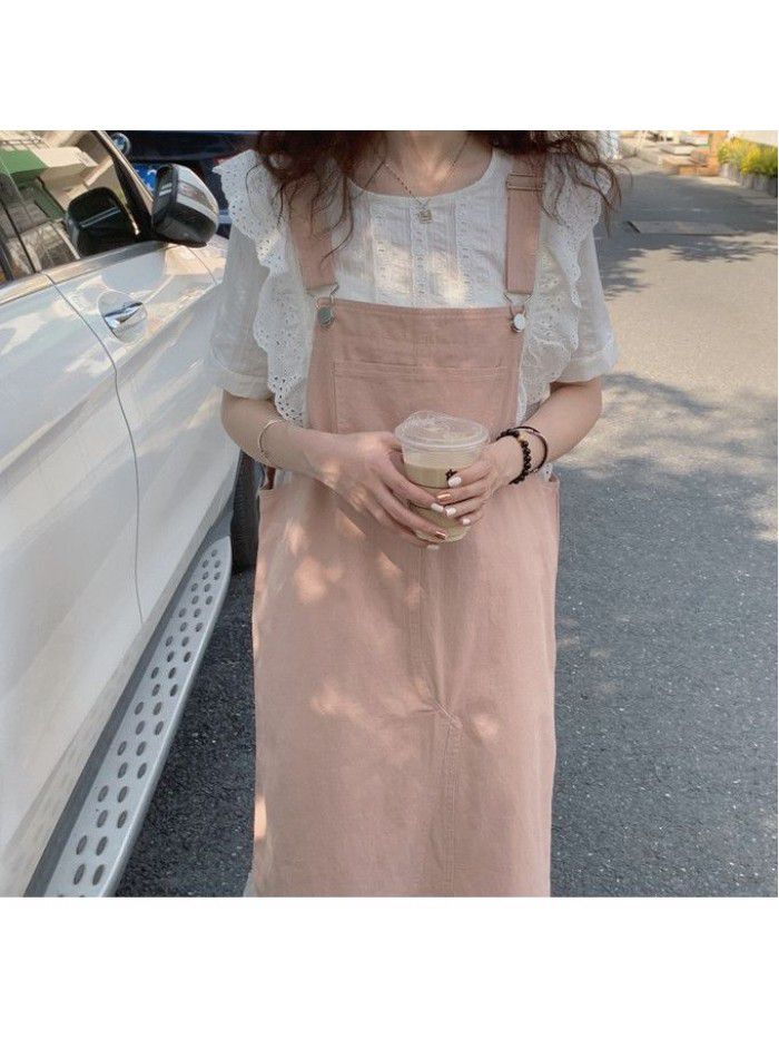 Water ice ice dress chic summer new college style age reducing design sense loose strap skirt for children 