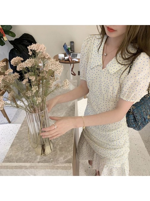 Baby collar polka dot dress women's  summer n...