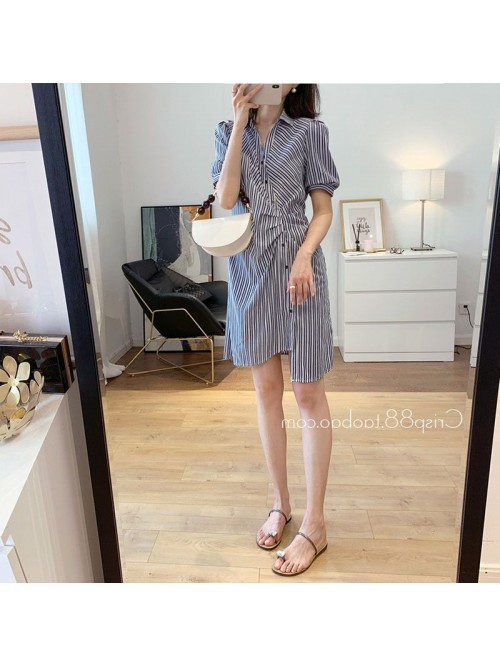 Design Antique side button pleated waist three dim...