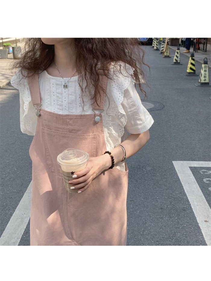 Water ice ice dress chic summer new college style age reducing design sense loose strap skirt for children 