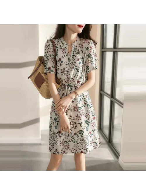 Cool in spring and summer, plant print drawstring ...