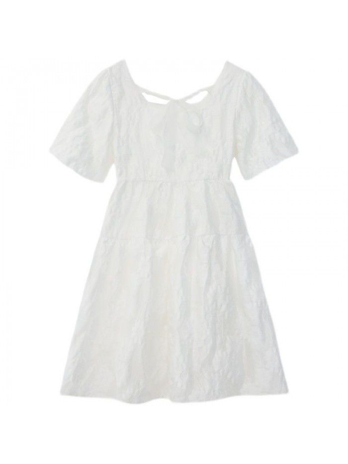  summer new French first love sweet Platycodon grandiflorum skirt small fresh gentle wind White Chiffon Dress 