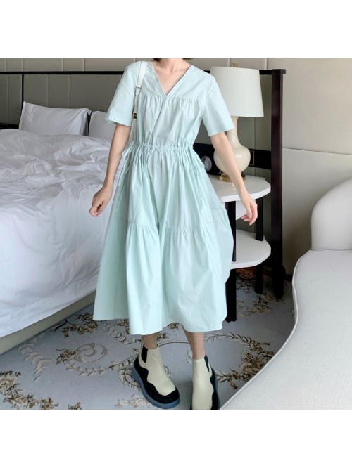  new refreshing mint V-neck drawstring waist cake ...