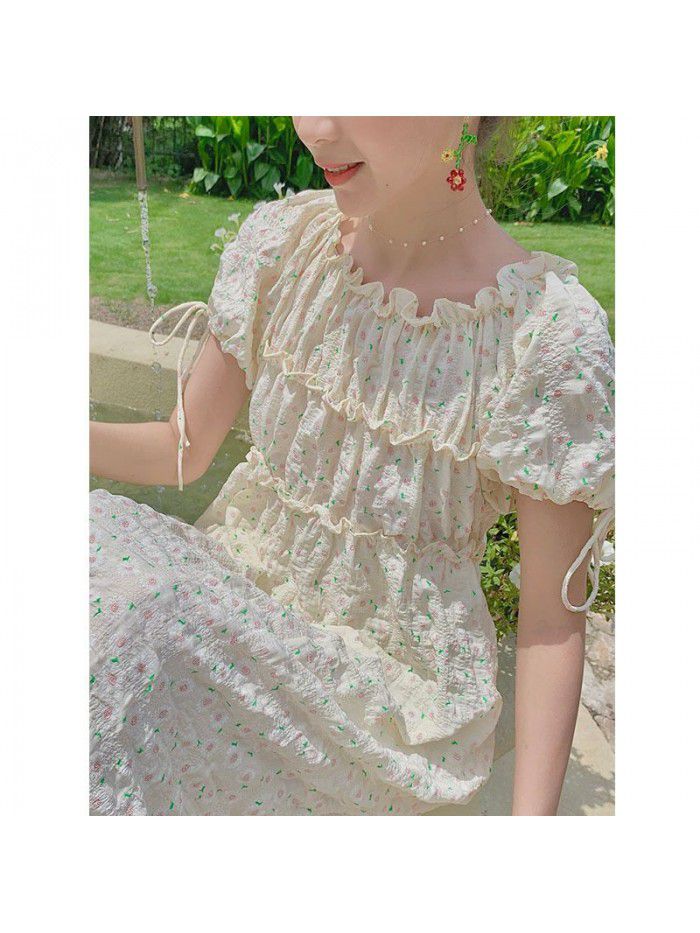 Daisy sweet first love dress  new summer flower high waist sweet little baby dress hair 