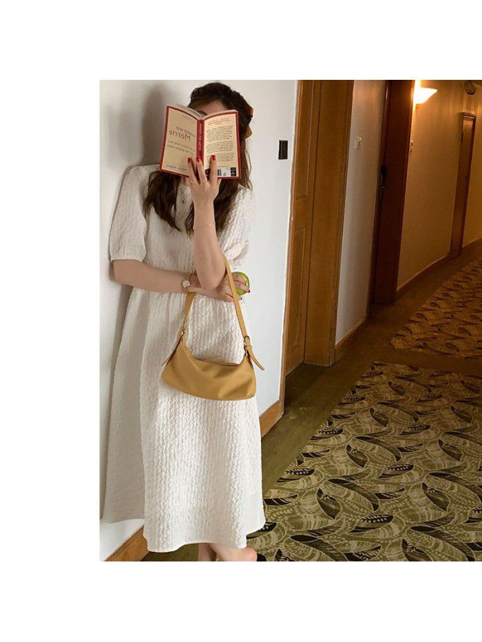  Summer [9.9% off on the new day] net red homemade puff skirt bubble texture Dress Black / white 