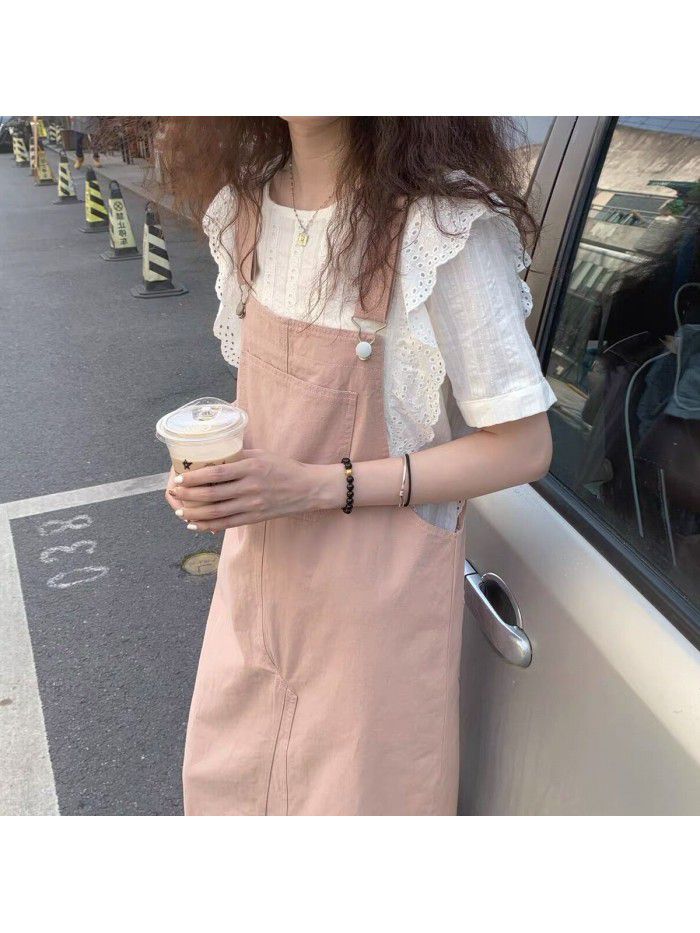 Water ice ice dress chic summer new college style age reducing design sense loose strap skirt for children 