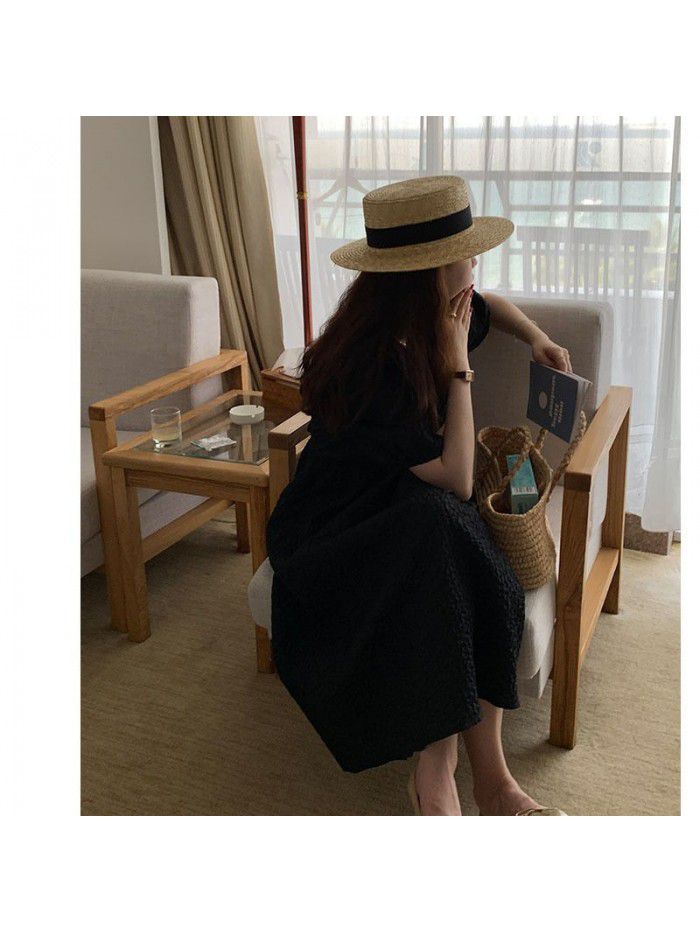  Summer [9.9% off on the new day] net red homemade puff skirt bubble texture Dress Black / white 