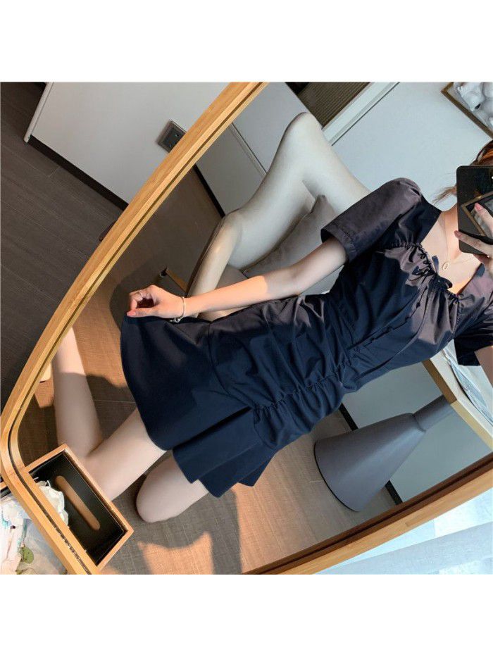  Rose Dress dating skirt square mouth temperament feminine French first love fishtail dress women's summer 