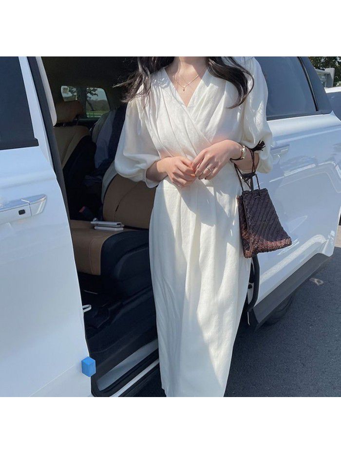  summer dress new French temperament gentle first love skirt long knee can salt sweet sweet chiffon dress female 