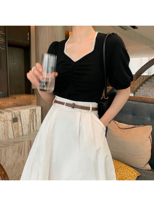 Don't be a romantic summer white skirt + Blac...