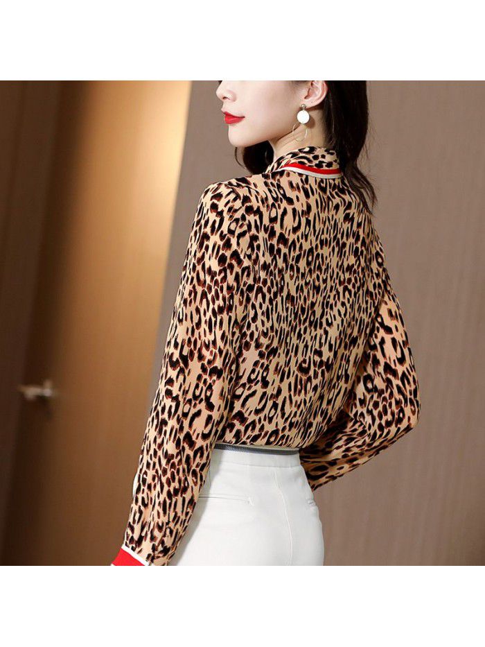 The new leopard print mulberry silk shirt in  spring 