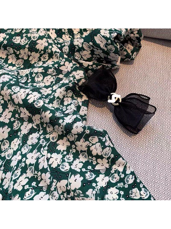 Spring and summer  new small gentle wind sweet salt skirt French floral dress women's dress 