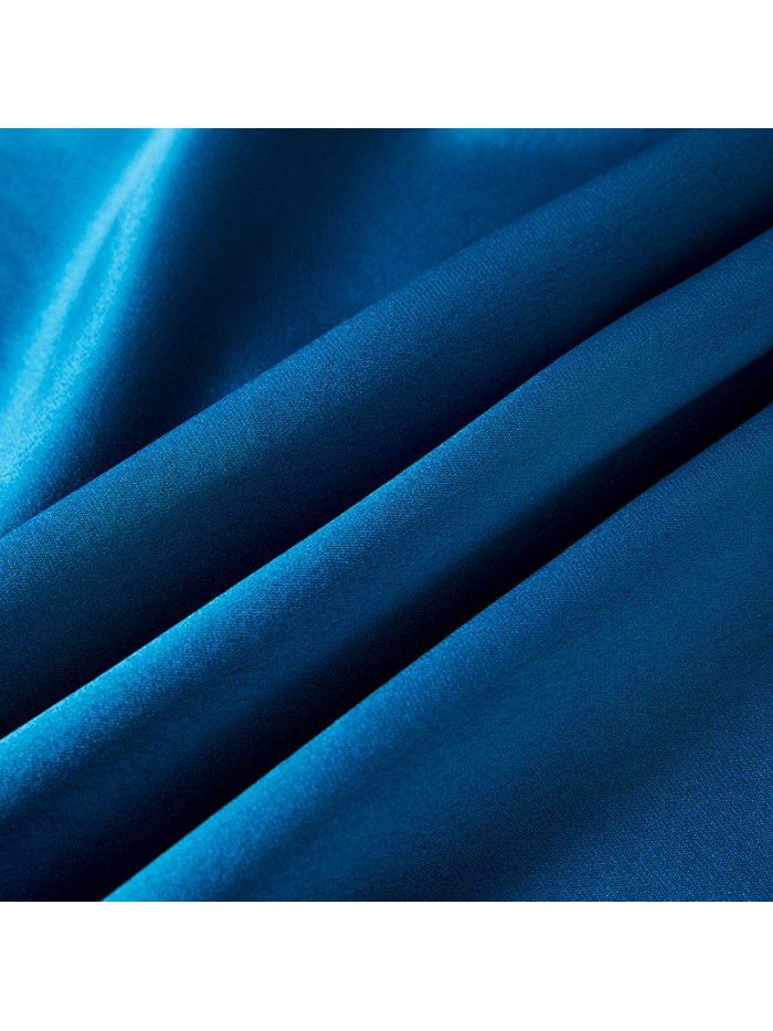 Blue triacetic acid satin dress women's summer dress new French temperament waist light luxury fashion split one step skirt 