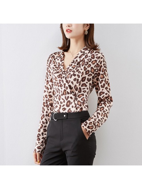 Leopard print silk shirt  spring women's new ...