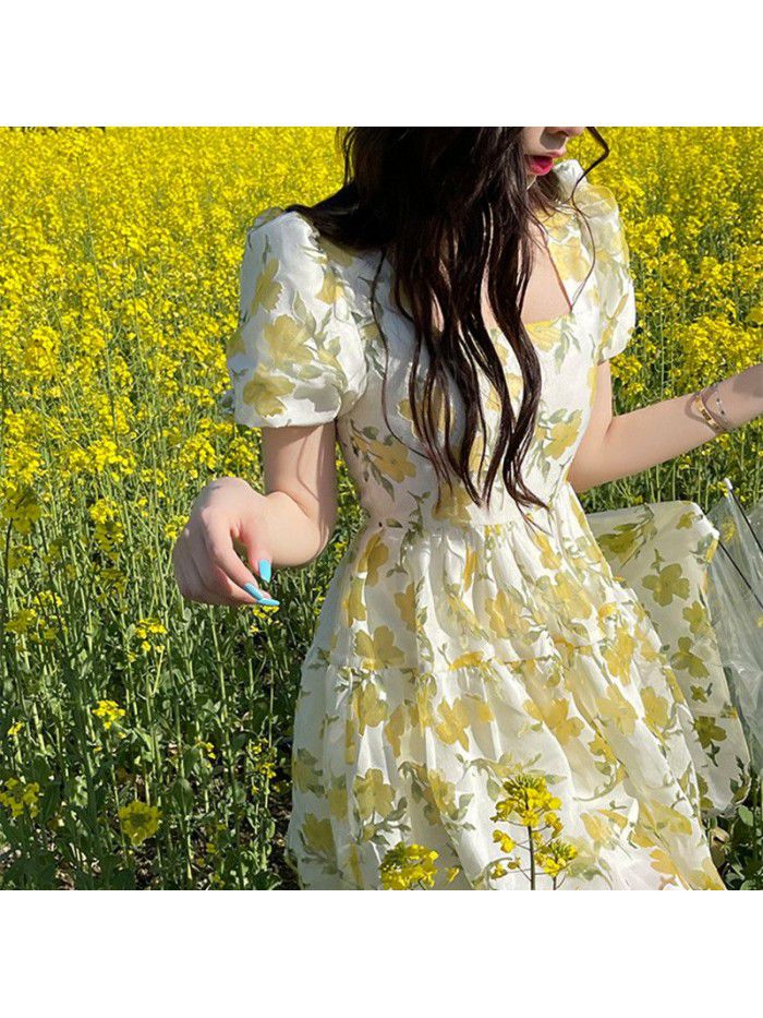  summer new gentle wind sweet first love skirt three dimensional cut flower short style fluffy design dress 