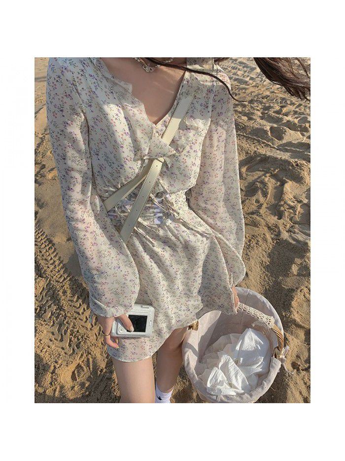 3 / 0510:00am new V-Neck long sleeve high waist skirt 