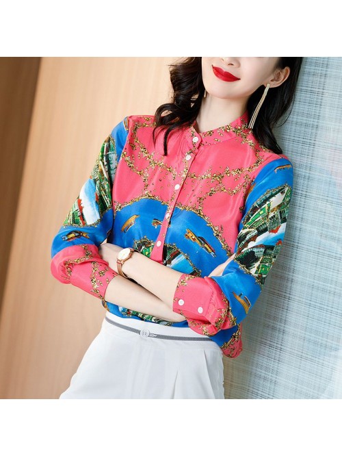 Fashion stand collar casual long sleeve wide mulbe...