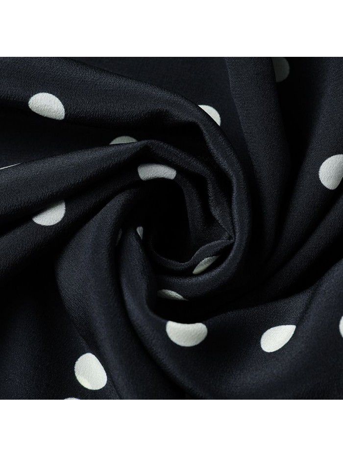 Black Polka Dot silk shirt for women  new spring and summer fashion slim mulberry silk top small shirt large women's dress 