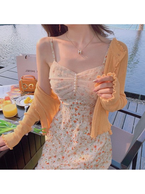 "Monet garden" French drawstring dress w...
