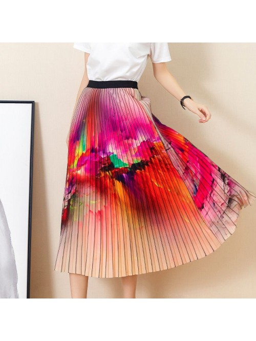 Beach Swing Skirt  summer new abstract pattern hig...